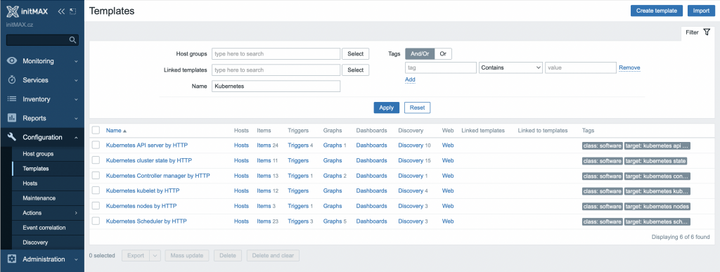 Zabbix 6.0 umožňuje nyní monitorovat své instance Kubernetes na více úrovních.