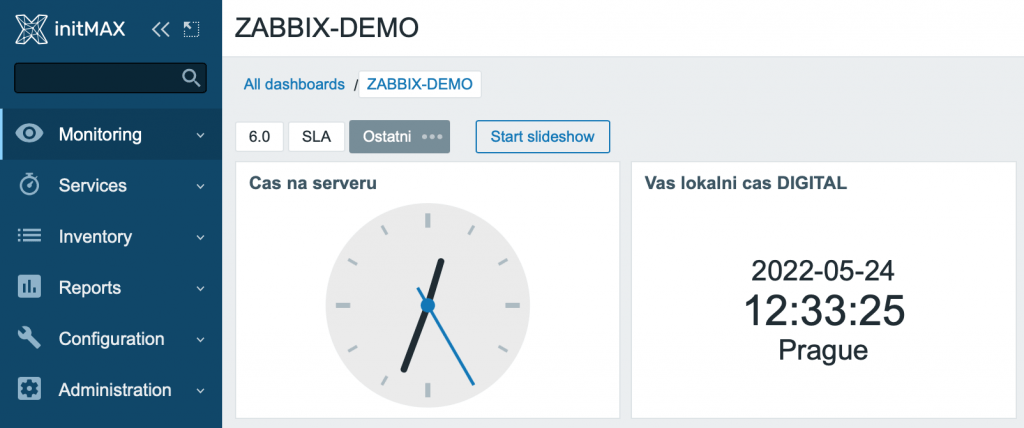 Nový widget digitální verze hodin v Zabbix 6.0.