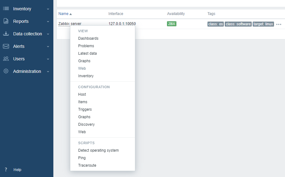 Zabbix server