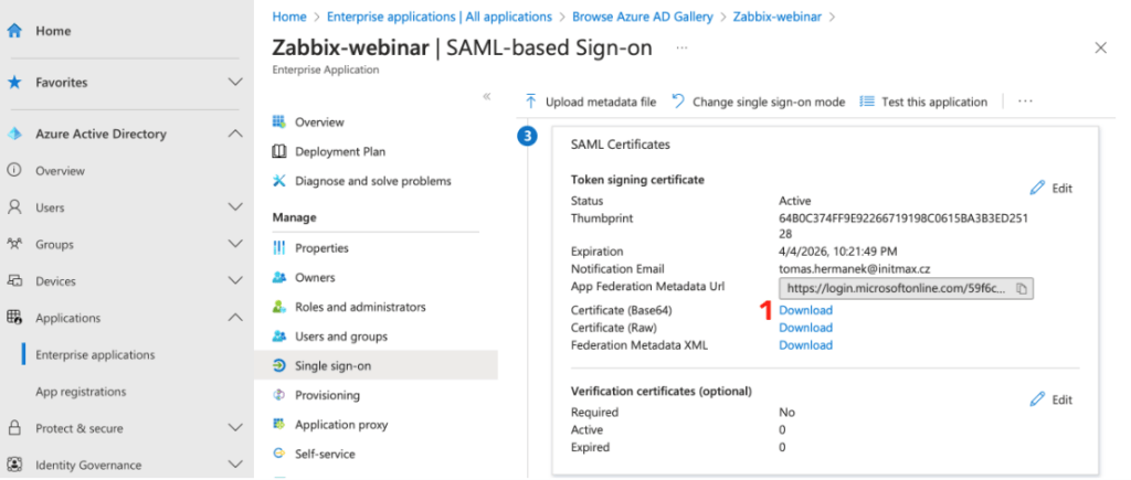 SAML Certificates - přihlašovací token