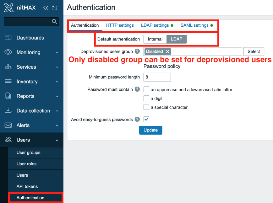 Zapnutí autentizace pomocí LDAP a povolení JIT provisioning