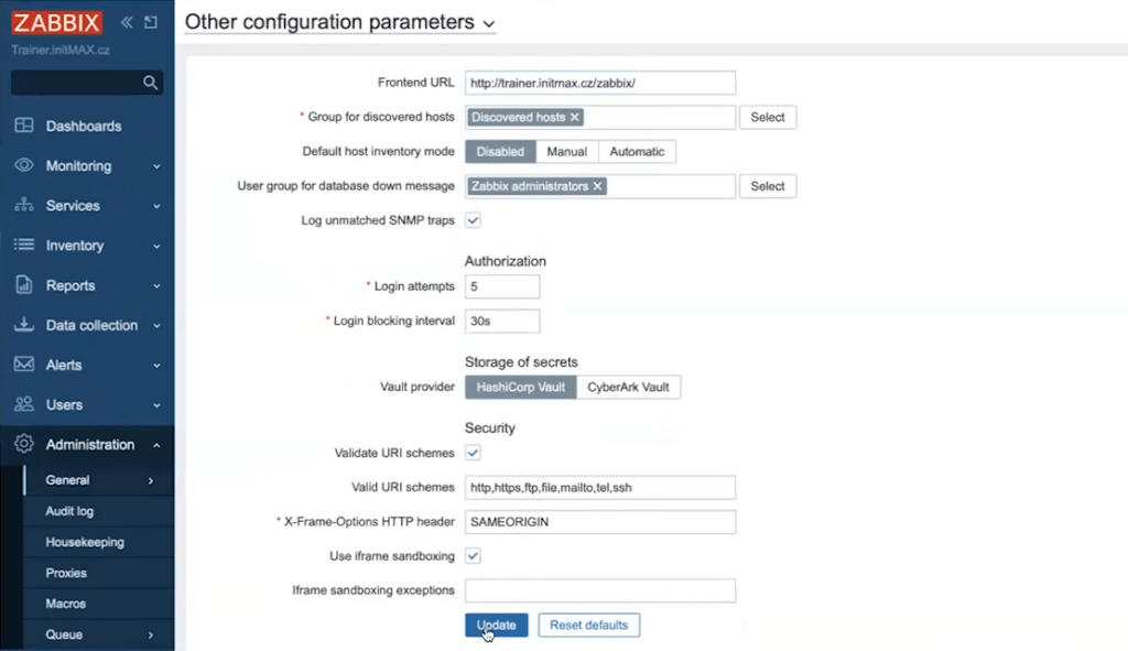 Konfigurace reportingu Zabbix 7.0