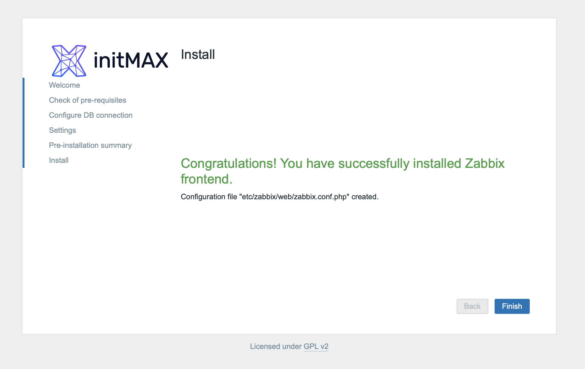 zabbix install final step