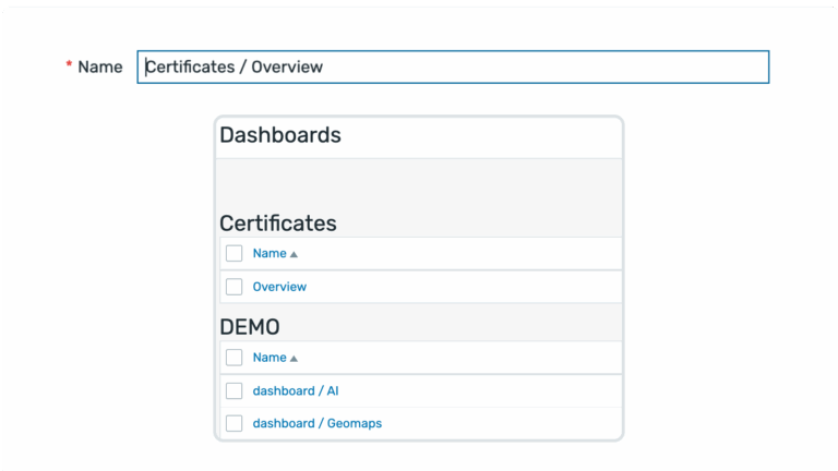 Structured dashboards