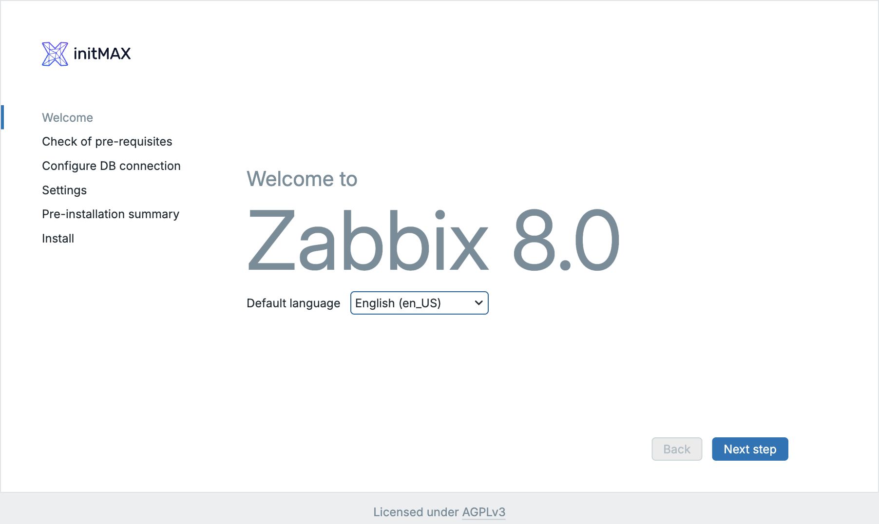 Welcome – Zabbix 8.0, AlmaLinux 10