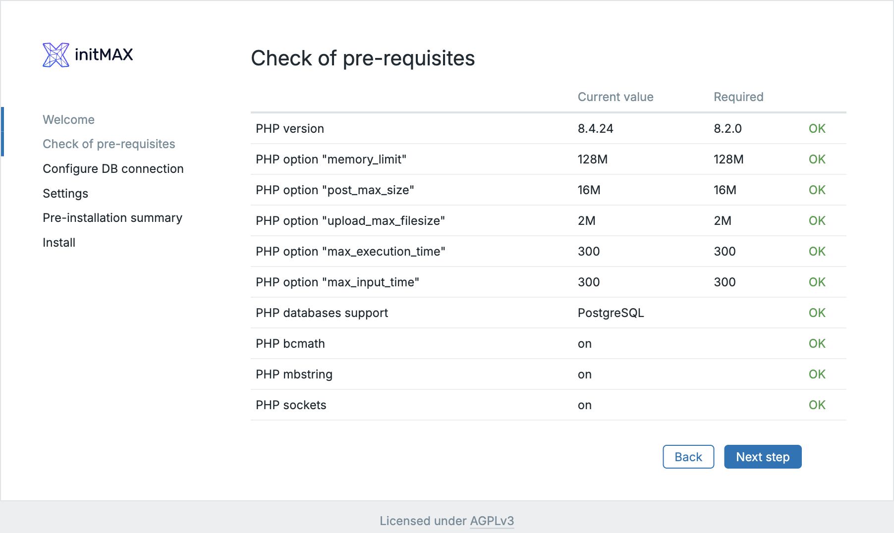 Kontrola předpokladů – Zabbix 8.0, AlmaLinux 10