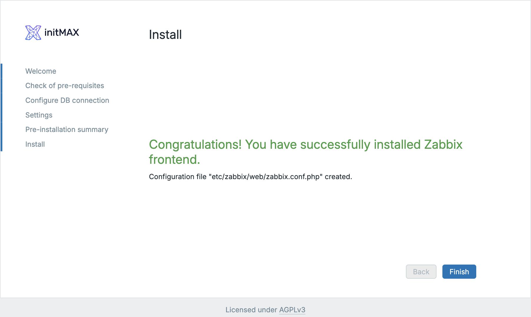 Dokončení instalace – Zabbix 8.0, AlmaLinux 10