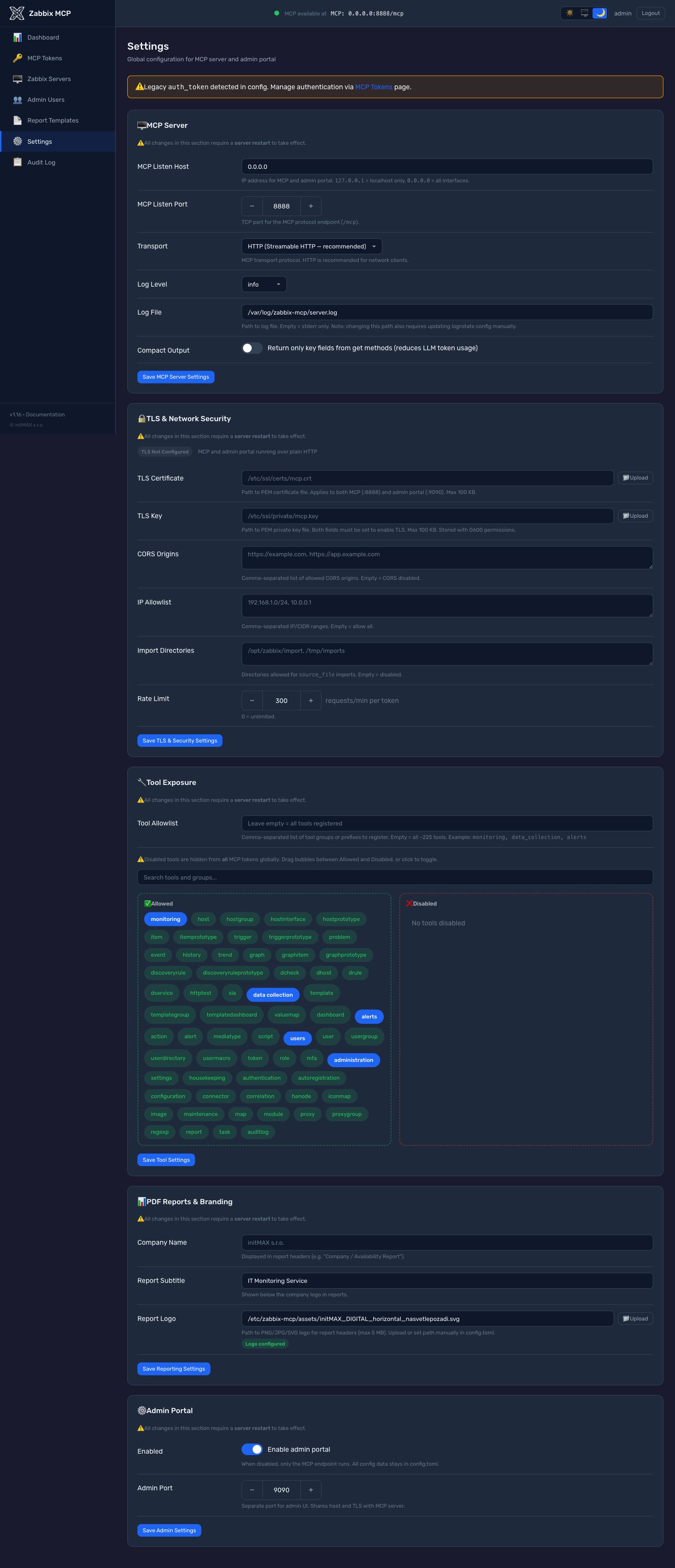 Zabbix MCP Server - Settings
