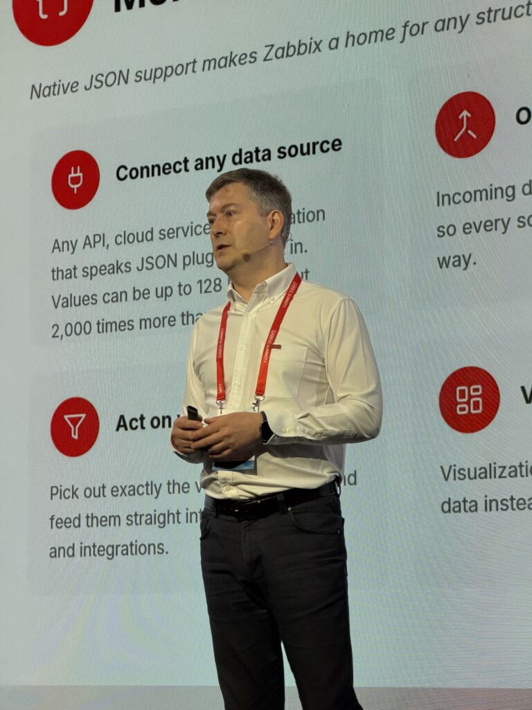 Prezentace u stánku initMAX – Zabbix Summit 2026, Riga