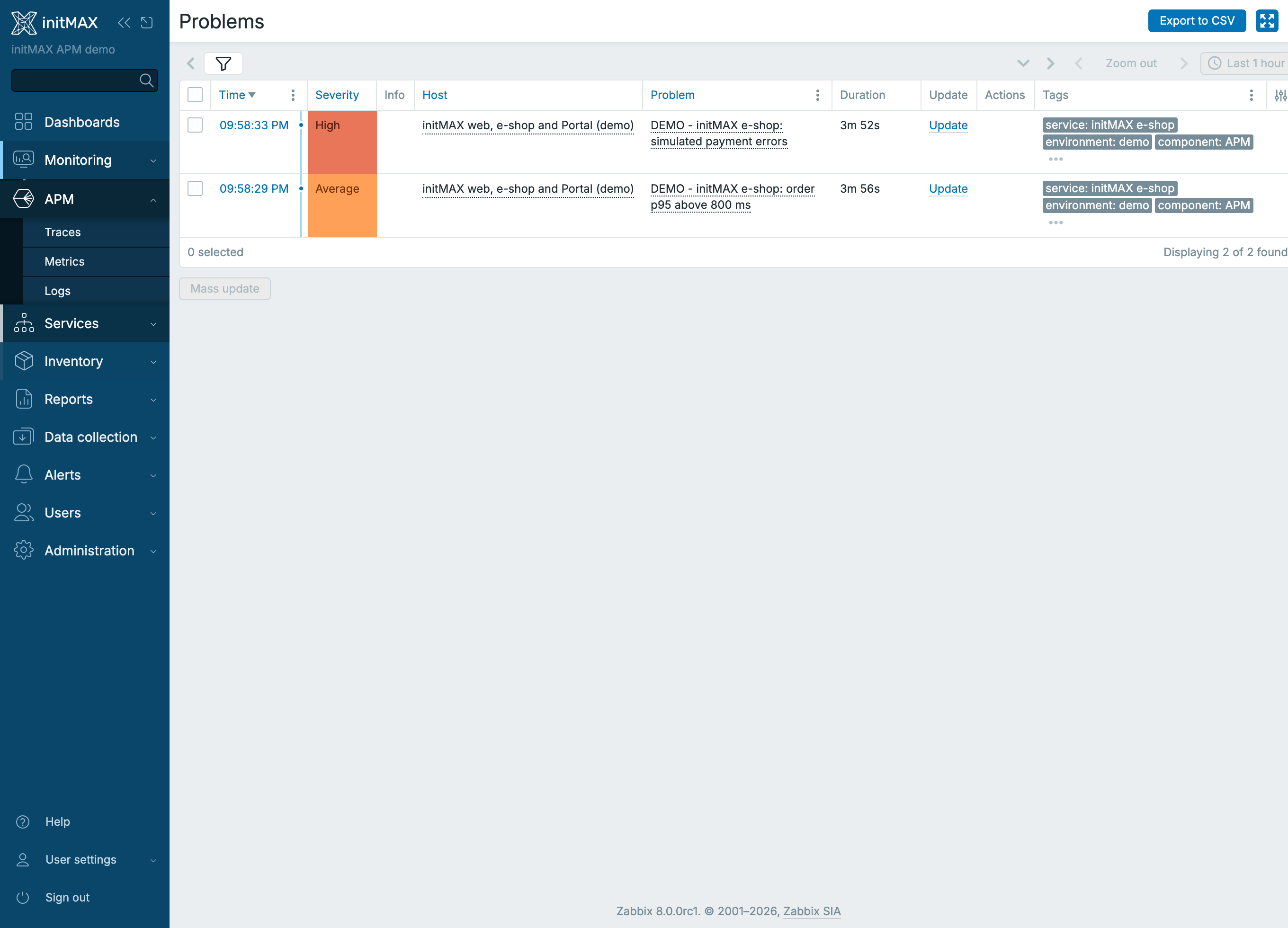 Zabbix 8.0 - Problems s triggerem nad Telemetry query itemem