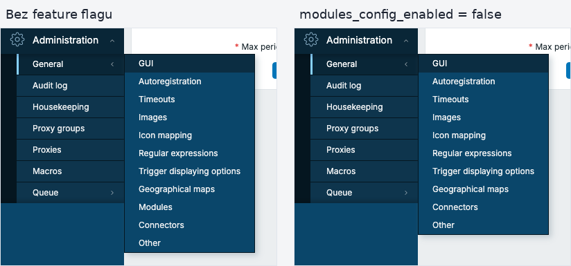 Zabbix 8.0 - menu Administration > General bez položky Modules po nastavení feature flagu“ class=“wp-image-26950″/></a></figure>
<figure class=