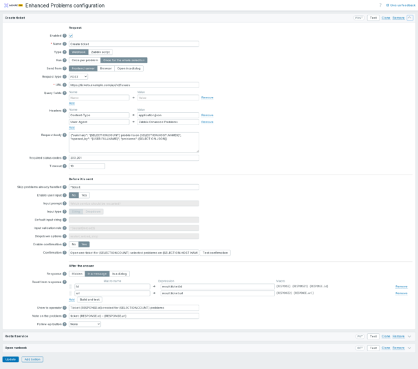 Enhanced Problems - Webhook / Zabbix script